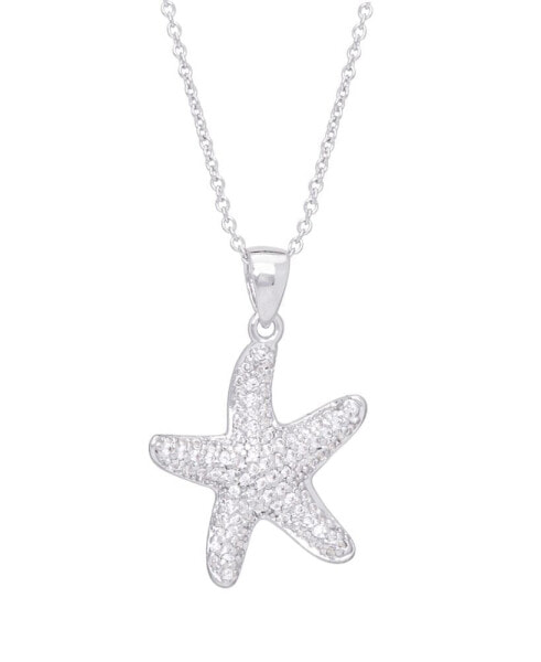 Macy's cubic Zirconia Starfish Pendant 18" Necklace in Silver Plate