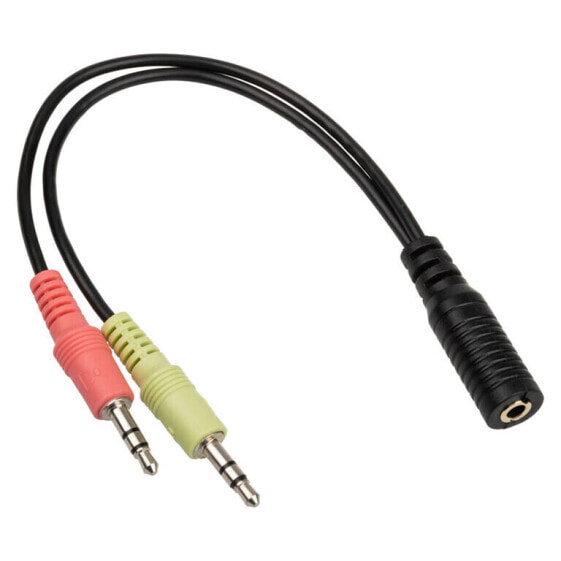 InLine Audio Headset Y-Adapterkabel, 2x 3,5-mm-Stecker auf 3,5mm-Klinkenbuchse 4-Pol CTIA - 0,15 m