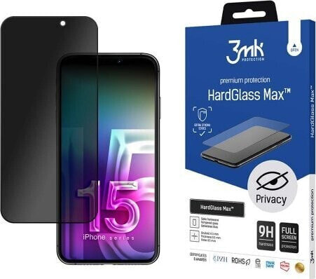 3MK Szkło HardGlass Max Privacy Black iPhone 15 Plus