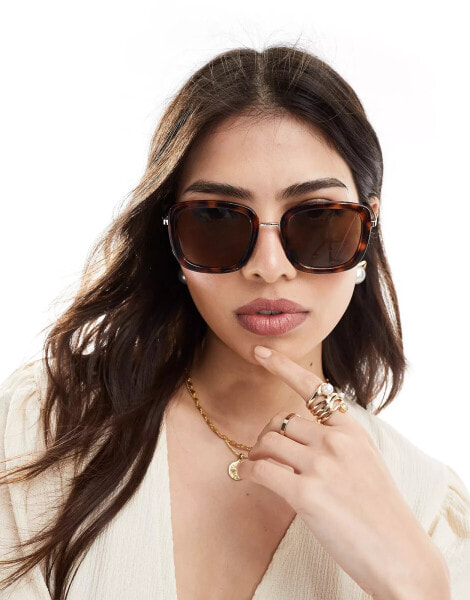 Mango oversized square frame sunglasses in tort