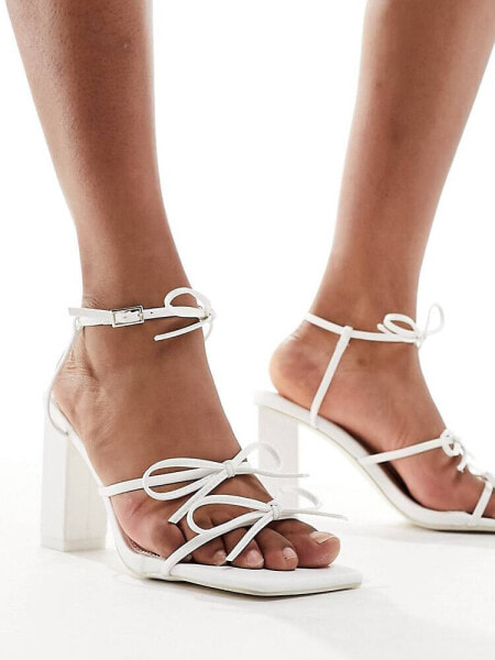 Public Desire mid heeled sandal with bows in white