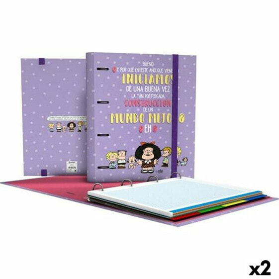 Ring binder Mafalda Carpebook Lilac A4 (2 Units)