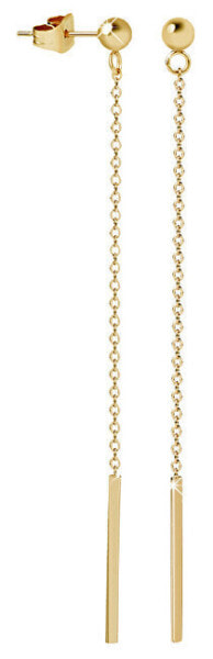 Long gold plated earrings with elongated pendant