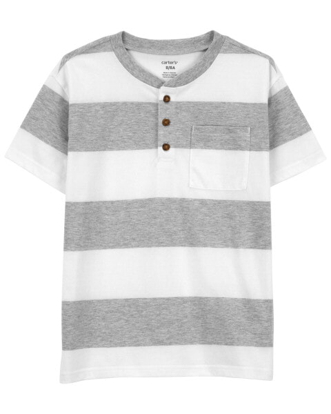 Kid Striped Jersey Henley 10