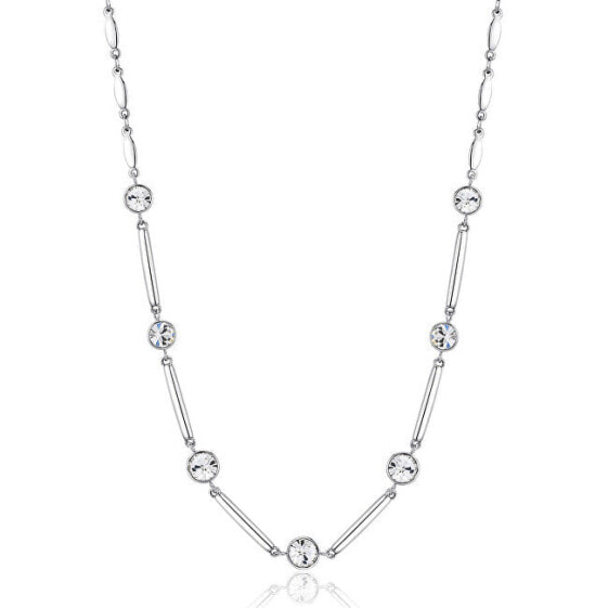 Decent Steel Necklace with Clear Crystals Affinity BFF158