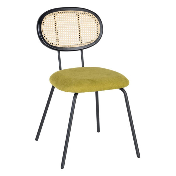 Dining Chair Black Green Natural Rattan 48 x 54 x 80 cm