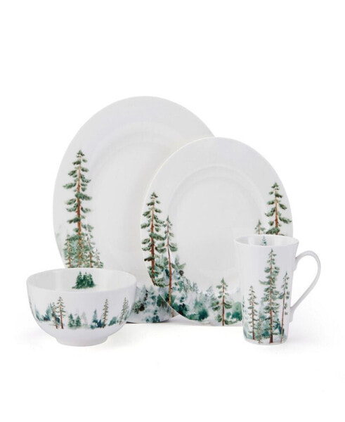 Watercolor Forest Dinnerware Set, 16 Pieces