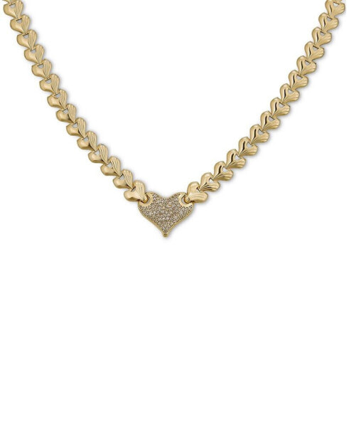 Diamond Heart 17" Heart Link Necklace (5/8 ct. t.w.) in 14k Gold-Plated Sterling Silver
