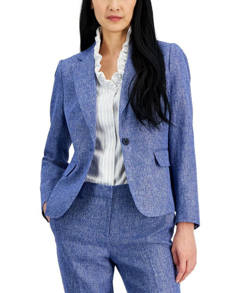 Women's Linen-Blend Cross-Dyed Single-Button Blazer