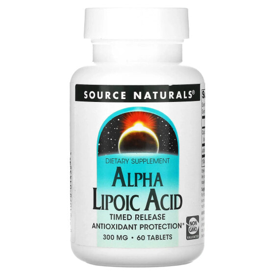 Source Naturals, альфа-липоевая кислота, медленное высвобождение, 300 мг, 60 таблеток