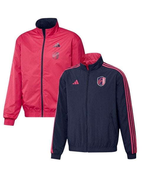 Куртка мужская Adidas St. Louis City SC 2023 с полной молнией Anthem Full-Zip в реверсивном исполнении, цвета Navy, Red.