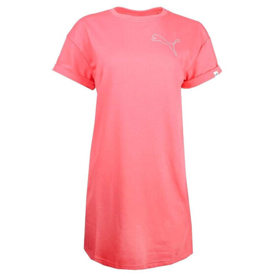 Puma Power Short Sleeve T-Shirt Dress Womens Pink Casual 67766563