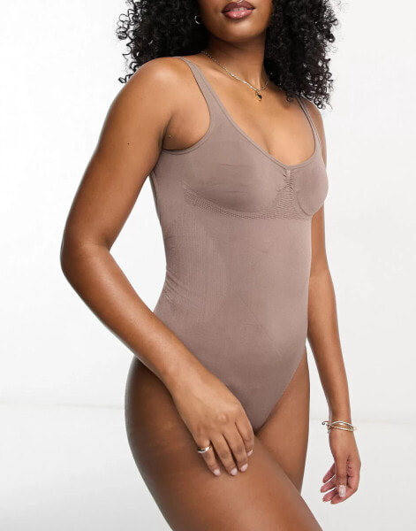 Magic Bodyfashion low back shaping bodysuit with thong detail in espresso