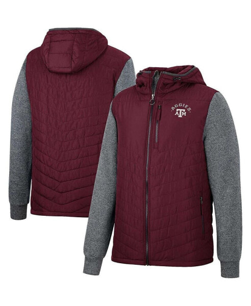 Men's Maroon, Charcoal Texas A&M Aggies Course Herringbone Full-Zip Hoodie