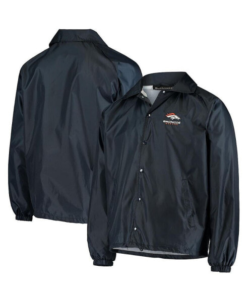 Men's Navy Denver Broncos Coaches Classic Raglan Full-Snap Windbreaker Jacket