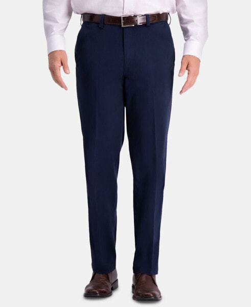 Men's Premium Comfort Khaki Classic-Fit 2-Way Stretch Wrinkle Resistant Flat Front Stretch Casual Pants