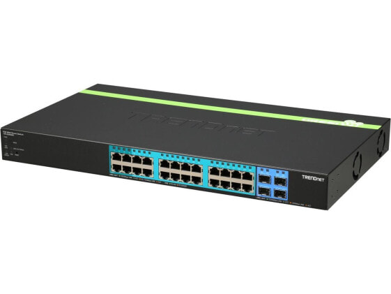 TRENDnet 28-Port Gigabit Web Smart PoE+ Switch, 24 x Gigabit Ports, 4 x Shared G