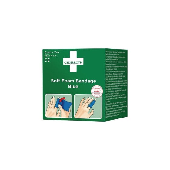 Cederroth Pflaster und Bandage Soft Foam selbsthaftend elastisch, blau Rolle 6 cm x 2 m