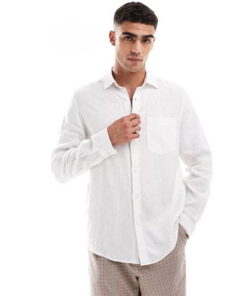 ASOS DESIGN linen shirt in white