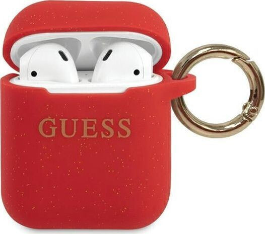 Guess Etui ochronne GUACCSILGLBK Silicone Glitter do AirPods 1/2 różowe