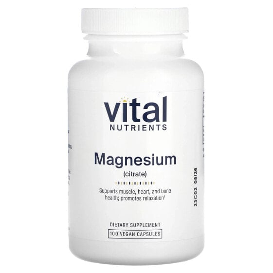Магний (Цитрат), 100 веганских капсул Vital Nutrients