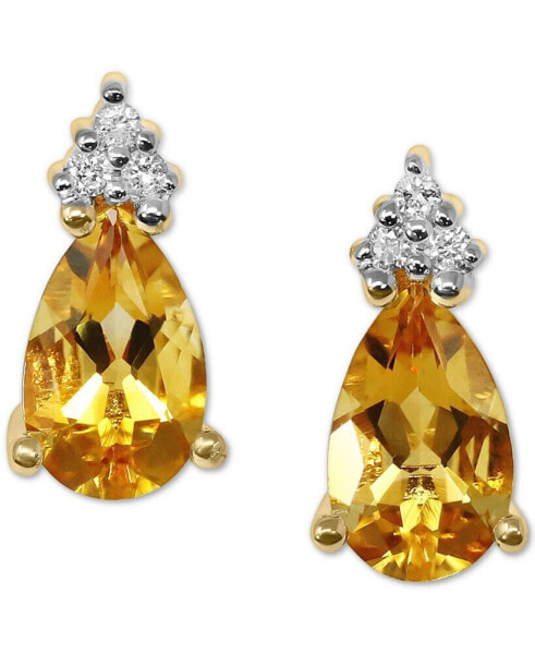 Серьги Macy's Citrine & Diamond Stud