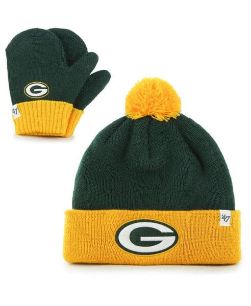 Детский головной убор '47 Brand Green, Gold Green Bay Packers Bam Bam вязаная шапка с бубоном и рукавичками