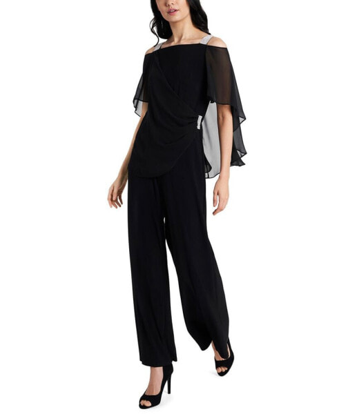 Side-Draped Cold-Shoulder Jumpsuit