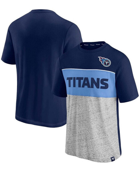 Men's Navy and Heathered Gray Tennessee Titans Colorblock T-shirt