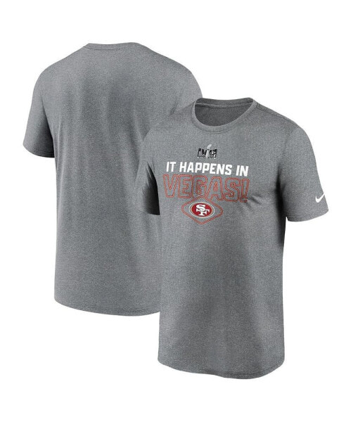 Men's Heather Gray San Francisco 49ers Super Bowl LVIII Logo Lockup T-shirt
