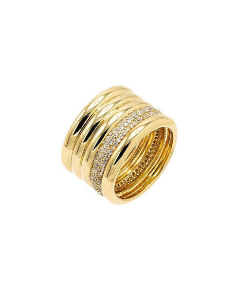 Solid and Pave Multi Row Ring