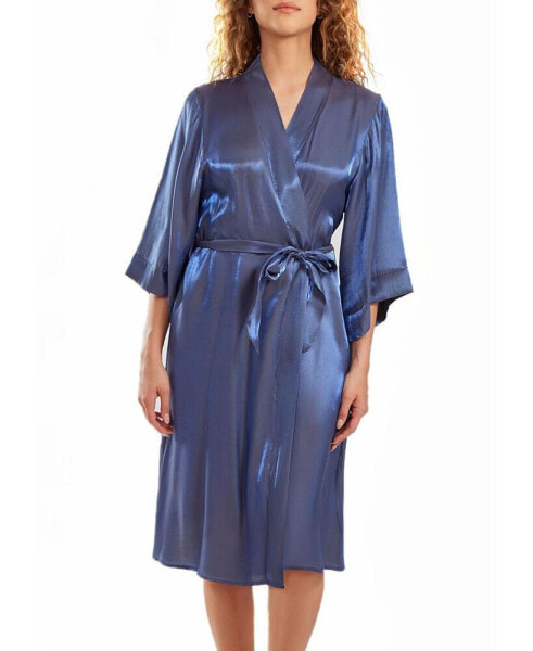 Women's Skyler Irredesant Robe with Self Tie Sash and inner Ties