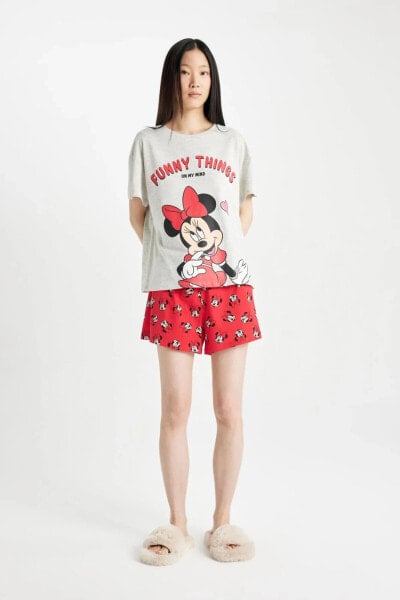Пижама DeFacto Fall in Love Disney Mickey & Minnie Regular Fit с коротким рукавом комплект