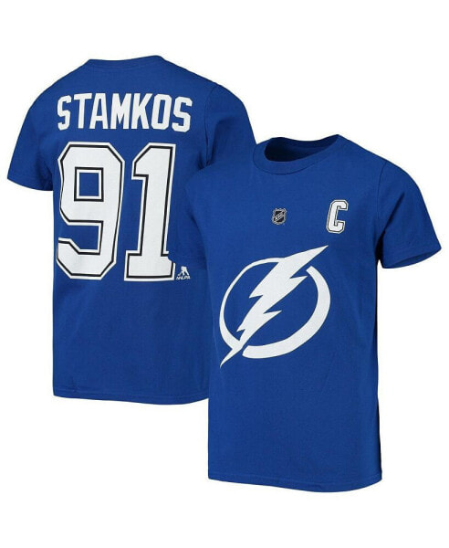 Футболка для малышей OuterStuff Steven Stamkos синего цвета с символикой Tampa Bay Lightning.