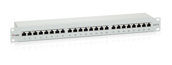 Equip 24-Port Cat.6 Shielded Patch Panel - Light Grey - RJ-45 - Gold - Cat6 - Grey - Rack mounting - 1U