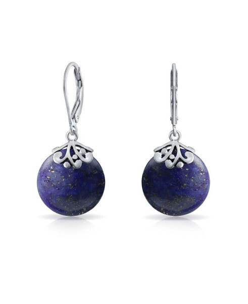 Серьги Bling Jewelry Lapis Lazuli Disc Dangle