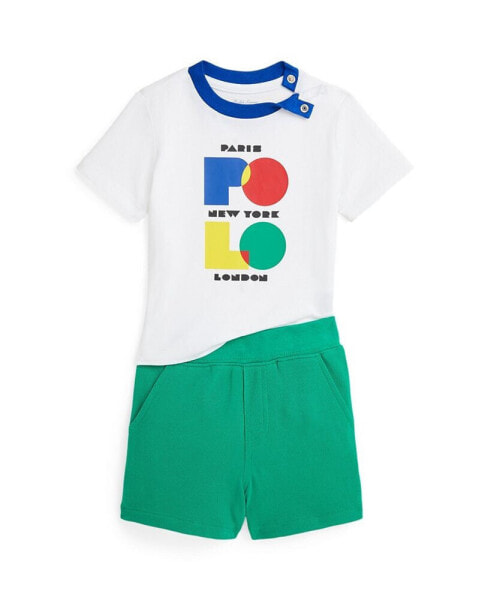 Baby Boys Logo Cotton Jersey T-shirt and Mesh Shorts Set