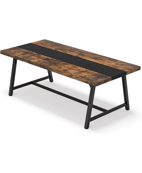 Dining Table for 8 People, 70.87-inch Rectangular Wood Kitchen Table with Strong Metal Frame, Industrial Large Long Dining Room Table for Big Family