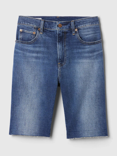 9" High Rise Bermuda Denim Shorts