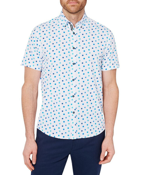 Men's Slim-Fit Dot Print Button-Down Performance Shirt