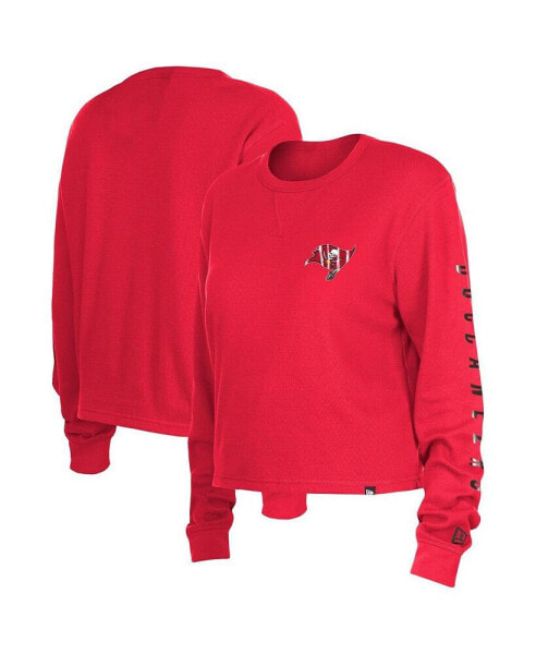 Women's Red Tampa Bay Buccaneers Thermal Crop Long Sleeve T-shirt