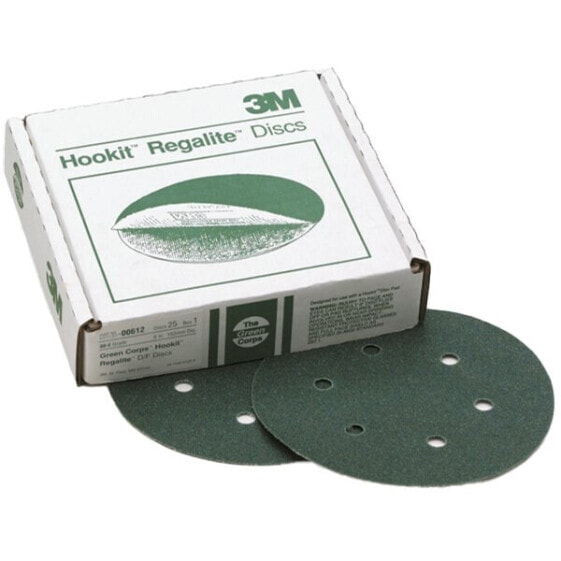 3M Green Corps Hookit Regalite Dust Free Discs 80E 6´´ 25 Units