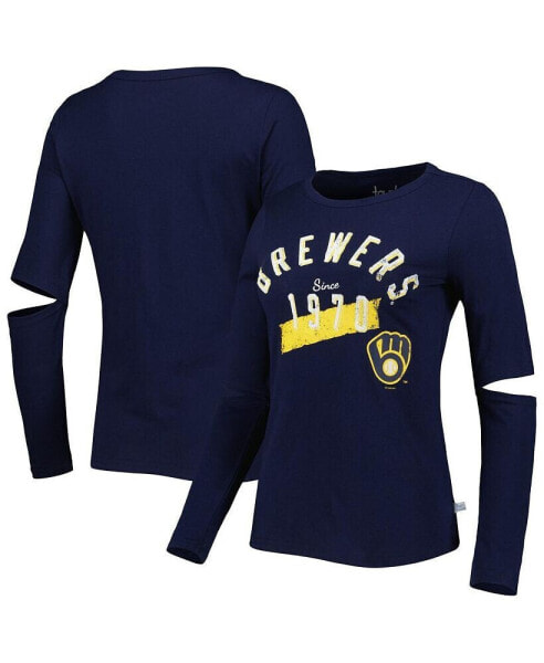 Women's Navy Milwaukee Brewers Formation Long Sleeve T-shirt