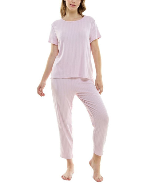 Women's 2-Pc. Cropped Pointelle Pajamas Set