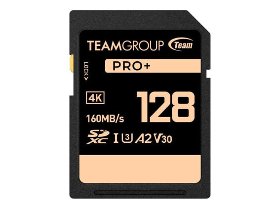 Team Group 128GB PRO+ SDXC U3 V30 A2 4K SD Card, Read/Write Speed Up to 160/90MB