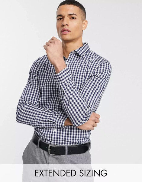 ASOS DESIGN slim fit work check shirt in blue