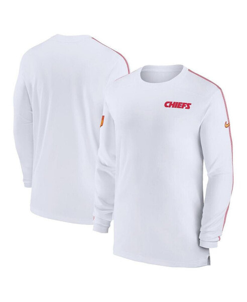 Men's White Kansas City Chiefs Sideline Coach UV Performance Long Sleeve T-Shirt