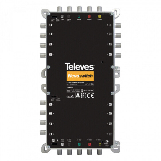 Televes 714404 - 5 inputs - 12 outputs - 950 - 2400 MHz - 47 - 862 MHz - 3 dB - 4 dB