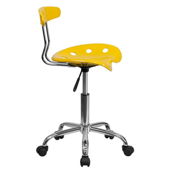 Vibrant Yellow And Chrome Swivel Task Chair With Tractor Seat