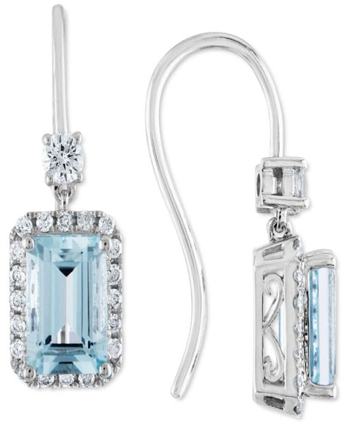 Aquamarine (1-5/8 ct. t.w.) & Diamond (1/3 ct. t.w.) Drop Earrings in 14k White Gold